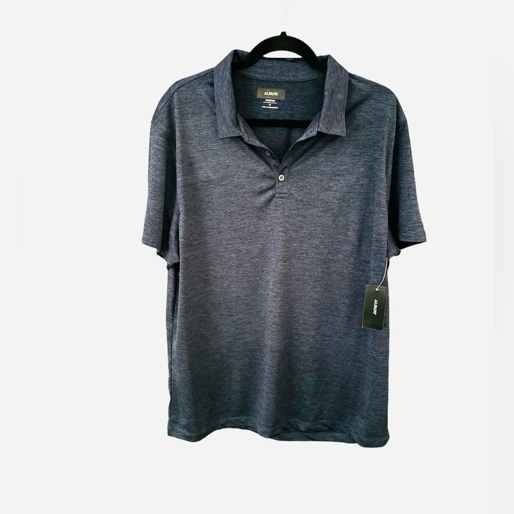 Alfani Polo Collared Golf Shirt Mens XL Navy and black Black Short Sleeve